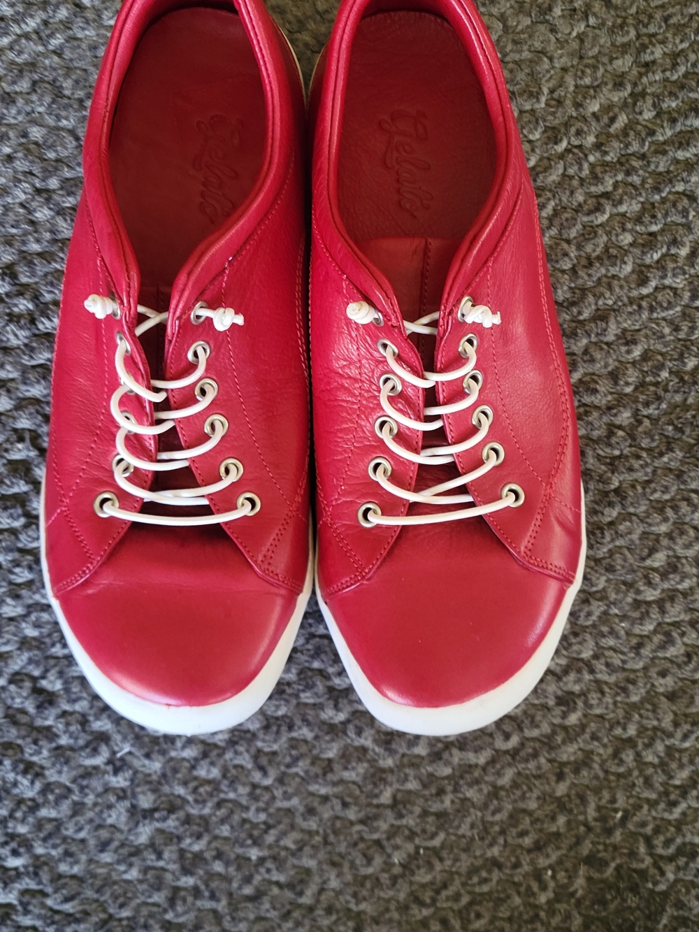 Gelato Red Leather Women's Casual Sneakers - Comfort Lace-Up
